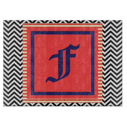 Monogram F Glazen ingedrukt snijvlak Snijplank (Voorkant)