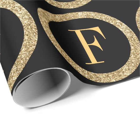 Monogram F goud Cadeaupapier (Rol Hoek)