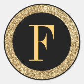 Monogram F goud Ronde Sticker (Voorkant)