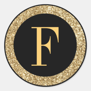 Monogram F goud Ronde Sticker