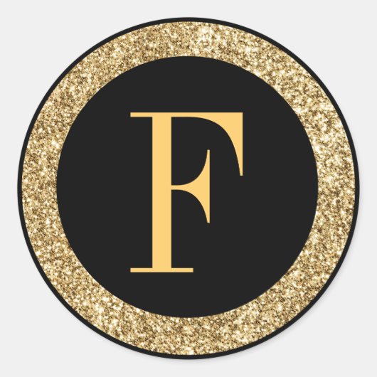 Monogram F goud Ronde Sticker (Voorkant)