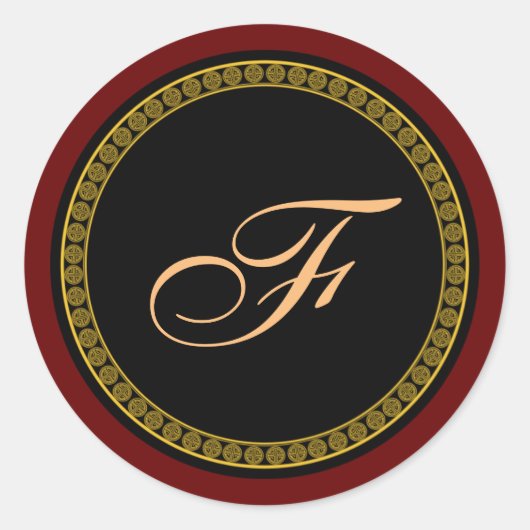 Monogram "F" goudkleurig script Ronde Sticker (Voorkant)