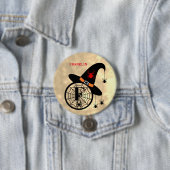 Monogram F Halloween Sky Witch Spiders Naam Ronde Button 7,6 Cm (In situ)