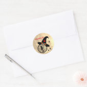 Monogram F Halloween Sky Witch Spiders Naam Ronde Sticker (Envelop)
