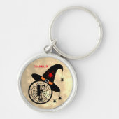 Monogram F Halloween Sky Witch Spiders Naam Sleutelhanger (Voorkant)