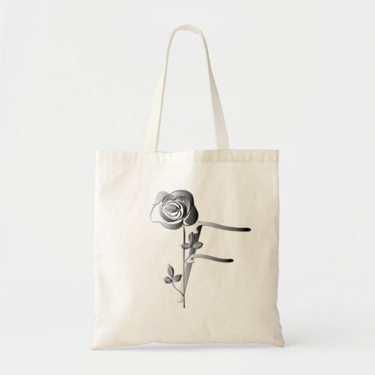 Monogram F Handgeschreven met Roos Tote Bag (Voorkant)