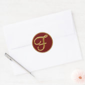 Monogram F in 3D goud Ronde Sticker (Envelop)