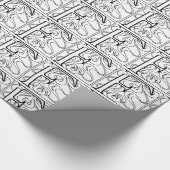 Monogram F Initiaal Black en White Floral Art Deco Cadeaupapier (Hoek)