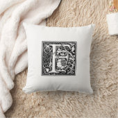 Monogram F Initiaal Black en White Floral Pattern Kussen (Deken)