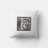 Monogram F Initiaal Black en White Floral Pattern Kussen (Voorkant)