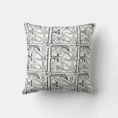 Monogram F Initiaal Black en White Floral Pattern Kussen (Achterkant)