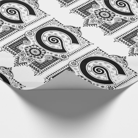 Monogram F Initiaal zwart-wit Deco Cadeaupapier (Hoek)