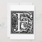 Monogram F Initiaal zwarte en witte uitnodiging (Voorkant)