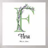Monogram F Lavendel Eucalyptus Poster (Voorkant)