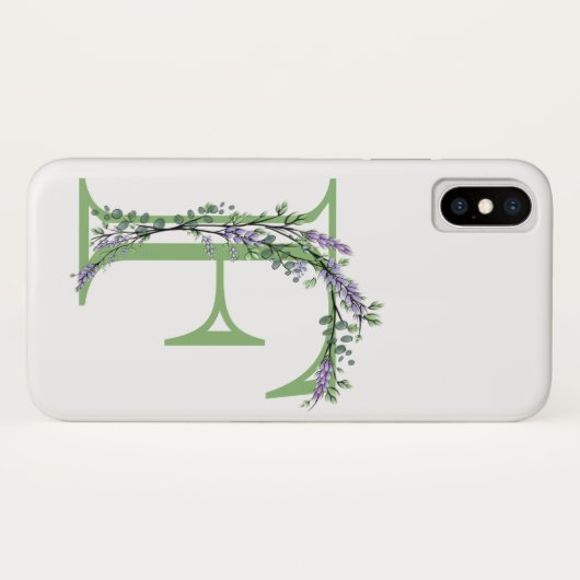 Monogram F lavender Eucalyptus Case-Mate iPhone Case (Achterkant (horizontaal))