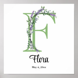 Monogram F lavender Eucalyptus Poster