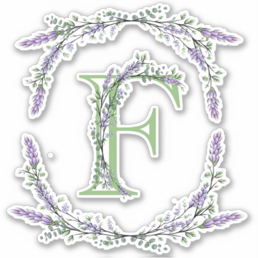 Monogram F lavender Eucalyptus Sticker (Voorkant)