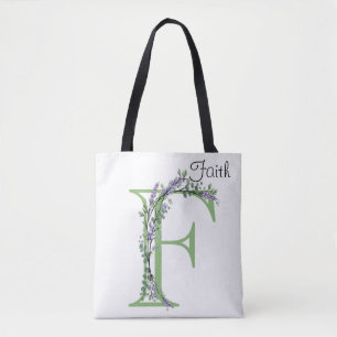 Monogram F lavender Eucalyptus Tote Bag