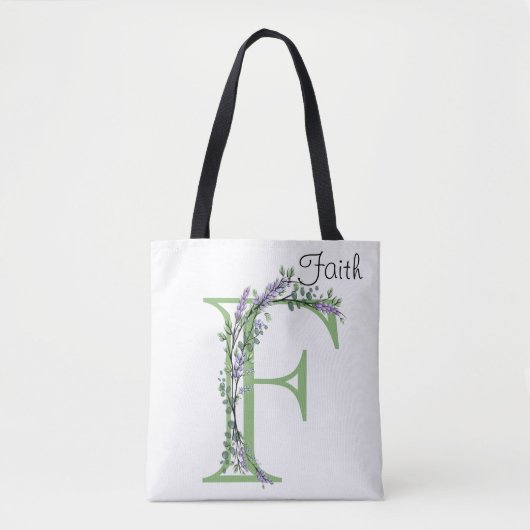 Monogram F lavender Eucalyptus Tote Bag (Voorkant)