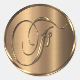 Monogram F NONMETALLIC Bronze Envelope Seal Ronde Sticker