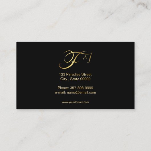 Monogram F Paarden in goudkleur Visitekaartje (Achterkant)