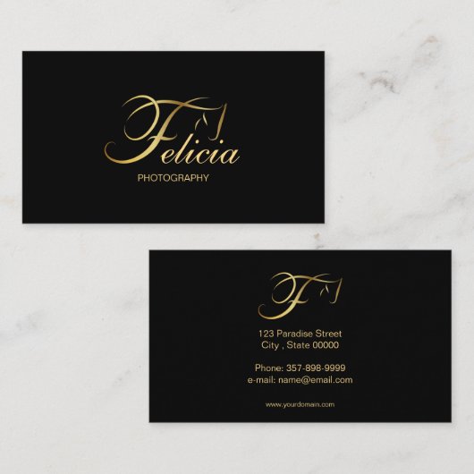 Monogram F Paarden in goudkleur Visitekaartje (Voorkant / Achterkant)