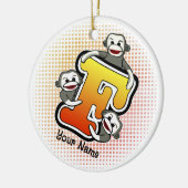 Monogram F Sock Monkey  Keramisch Ornament (Links)