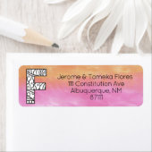 Monogram "F" Tangle Letter Oranje Roze Waterverf Etiket (Insitu)