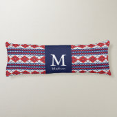 Monogram Fair Isle Red en Blue Argyle Lichaamskussen (Achterkant)