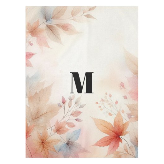 Monogram Fall laat waterverf pastelkleur achter Tafelkleed (Voorkant)
