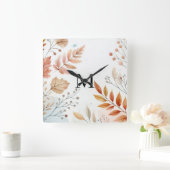 Monogram Fall laat waterverf pastelkleur achter Vierkante Klok (Huis)