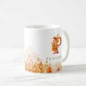 Monogram Fall Leaves Initiaal Letter P Koffiemok (Voorkant rechts)