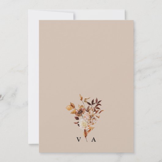 Monogram Fall Wedding Uitnodiging (Achterkant)