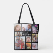 Monogram Familie acht Foto Gepersonaliseerd Tote Bag (Achterkant)