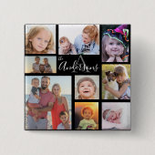 Monogram Familie acht Foto Gepersonaliseerd Vierkante Button 5,1 Cm (Voorkant)