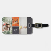 Monogram Familie Foto Collage Bagagelabel (Voorkant horizontaal)