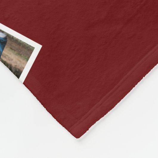 Monogram Familie Foto Collage Dark Red Fleece Deken (Hoek)