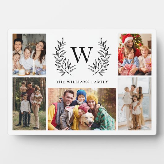 Monogram Familie Foto Collage Fotoplaat (voorkant)