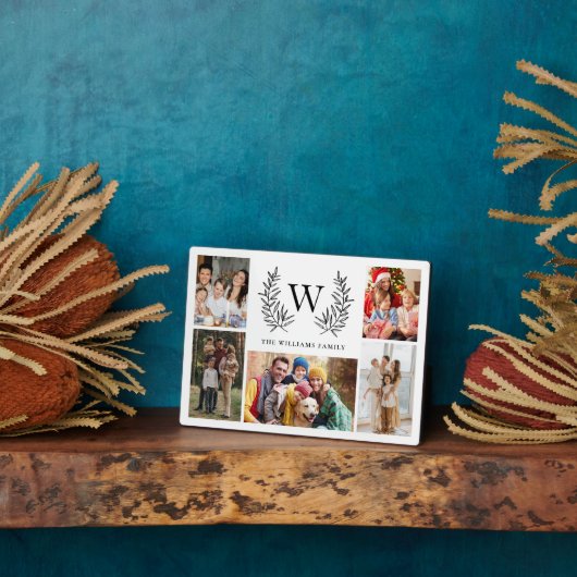 Monogram Familie Foto Collage Fotoplaat (Zijkant)