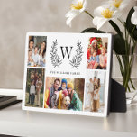 Monogram Familie Foto Collage Fotoplaat<br><div class="desc">Moderne,  trendy monogram familiefoto plaque. Het ontwerp bevat 5 familiefoto's,  trendy monogram met uw initialen en familienaam. Perfect als een cadeau of een keepasje.</div>