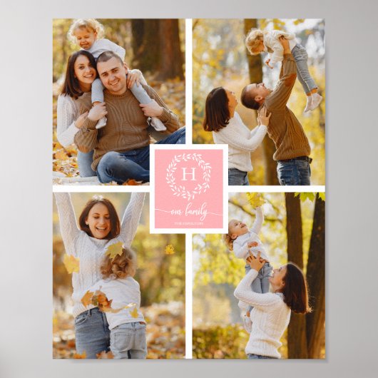 Monogram Familie Foto Collage Home Decor Poster (Voorkant)