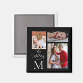 Monogram Familie Foto Collage Magneet (Voorkant / Achterkant)