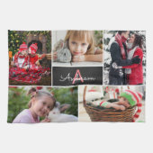 Monogram Familie Foto Collage Theedoek (Horizontaal)