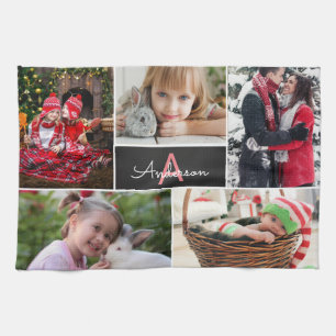 Monogram Familie Foto Collage Theedoek