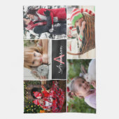 Monogram Familie Foto Collage Theedoek (Verticaal)