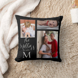 Monogram Familie Fotocollage Gepersonaliseerd Kussen