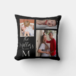 Monogram Familie Fotocollage Gepersonaliseerd Kussen