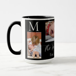 Monogram Familie Fotocollage Gepersonaliseerd Mok