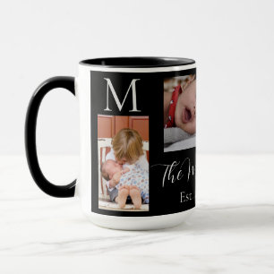Monogram Familie Fotocollage Gepersonaliseerd Mok