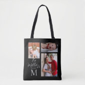 Monogram Familie Fotocollage Gepersonaliseerd Tote Bag (Voorkant)